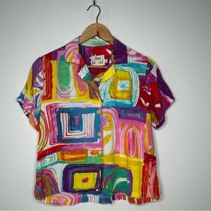 Jams World Vintage Women’s Short Sleeve Button Down Shirt Size XS